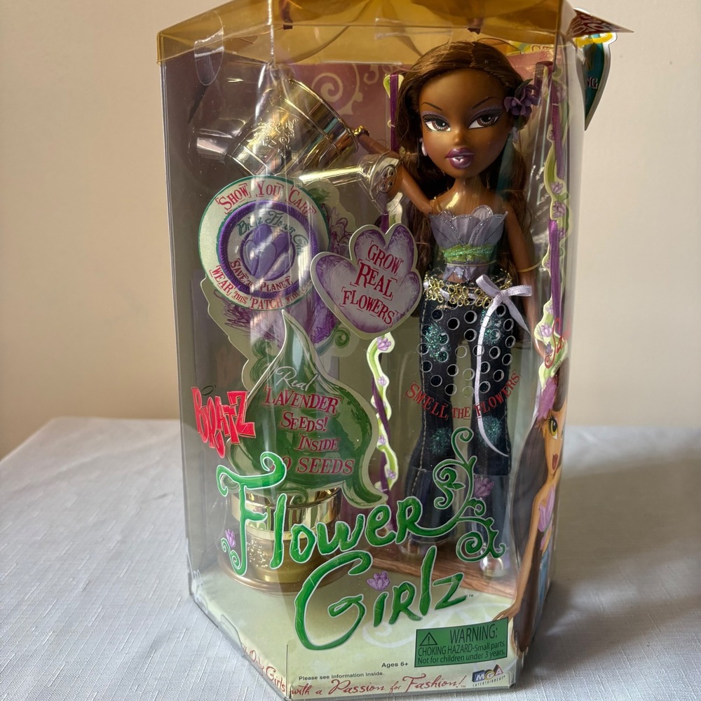 Rare 2008 Bratz Flower Girlz Sasha Doll New In Box Lavender Seeds Patch